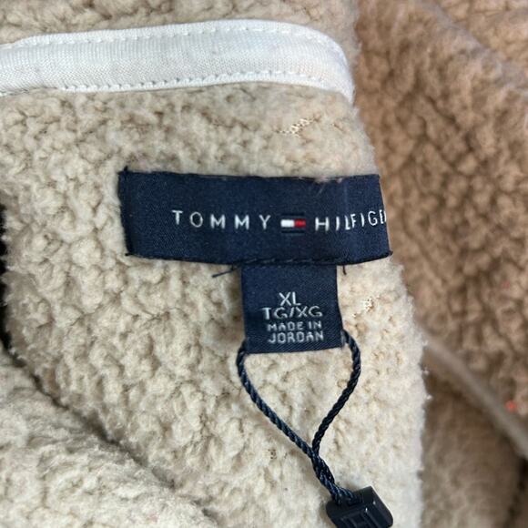 Tommy Hilfiger Sherpa Pull Over Teddy Jacket Tan Size XL - Picture 11 of 14
